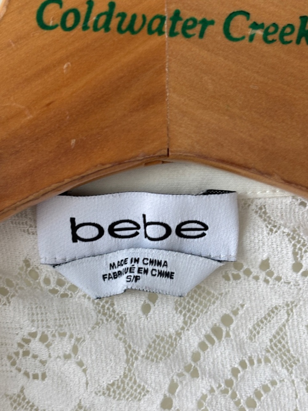 bebe Ivory Lace Button-Front Top - Picture 4 of 4